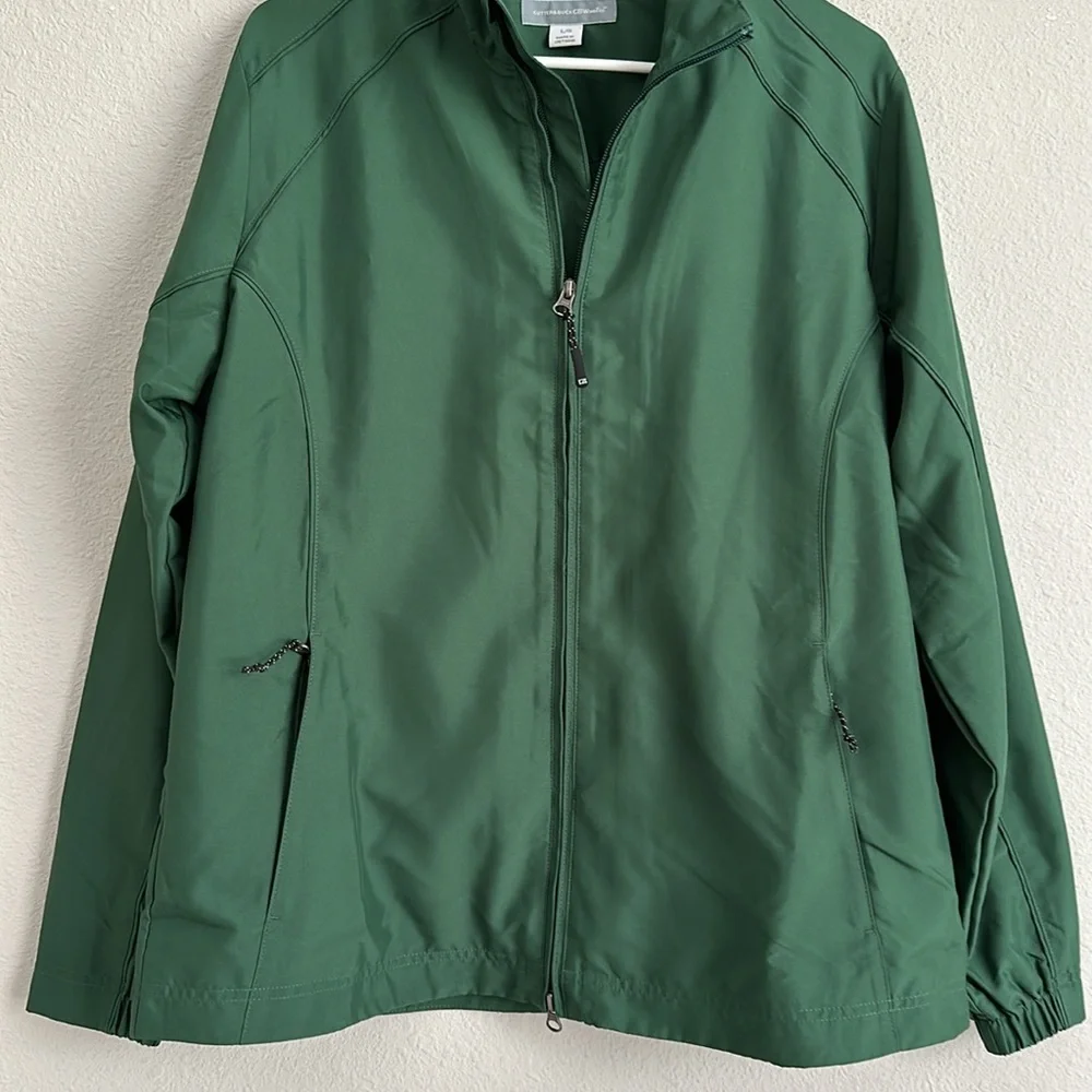 Cutter & Buck WindTec Full Zip Jacket Coat Windbreaker Womens Size L Green
